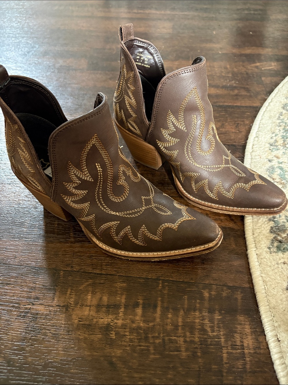 Myra coffee western ankle boots